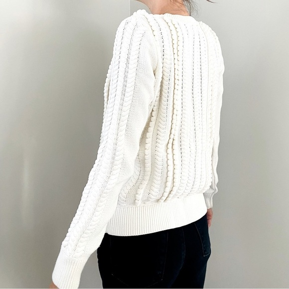 Banana Republic Chunky Cable Knit Crewneck Pullover Sweater , S White - Picture 11 of 13